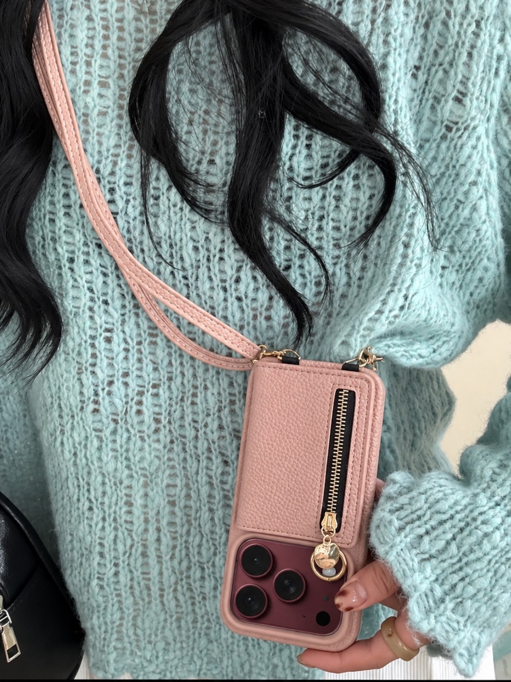 Pink zip Leather Card Wallet
Crossbody Phone Case for iPhone 18 pro max